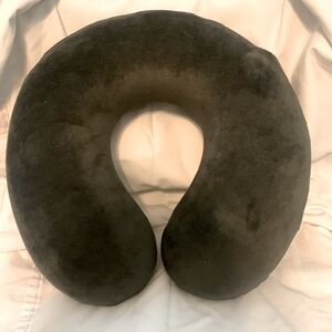 Gray Plush Neck Pillow with Zipper